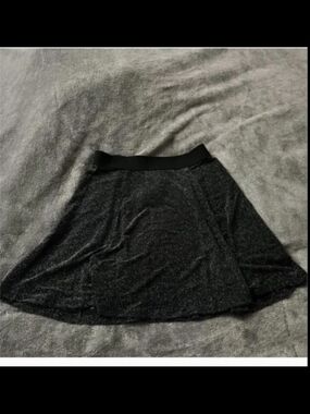 Women's Black A-Line Sparkly Skirt with Elastic Waist